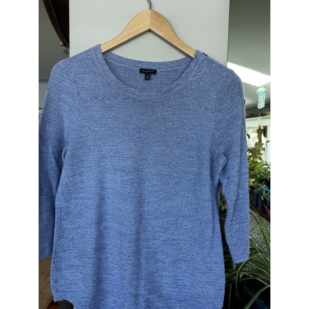 Talbots Blue Marbled Knit Sz Small Coastal Chic Grandmother Preppy‎ Chic
